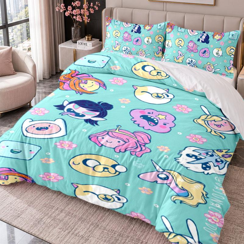 Adventure Time cartoon 3Pcs Bedding Set Duvet Cover With Two Pillowcases For Bedroom Home Decoration