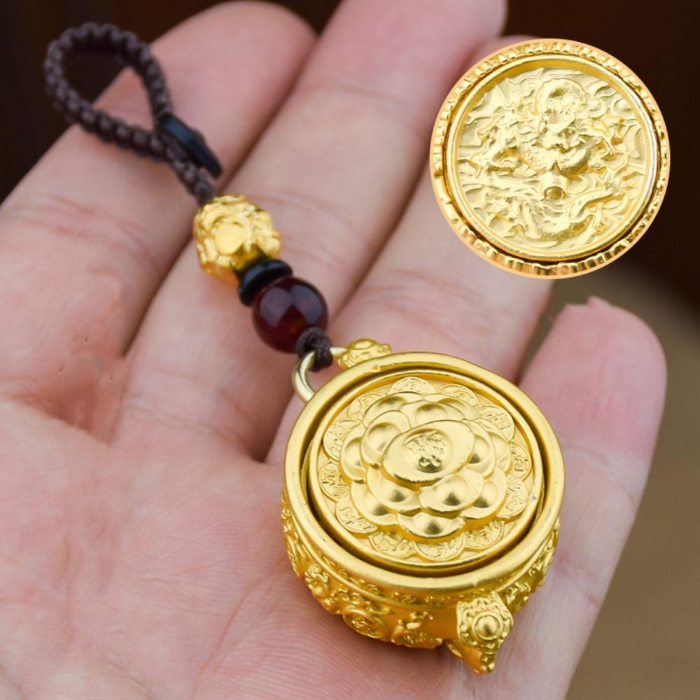 Brass Chinese Style Lucky Pendant Copper Car Key Ring Auspicious Zodiac Cornucopia Key Chain Men