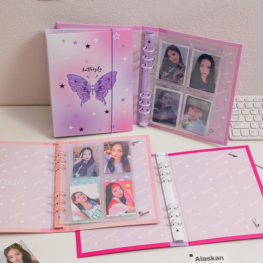 Cute A5 Butterfly Kpop Photocard Holder DIY Binder Photocards Idol Photo Album Photo Collect Book Photocard Binder Scrapbook