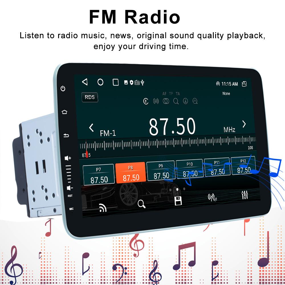 Reakosound 10,1-дюймовая автомобильная стереосистема Carplay, универсальная 2Din Android-радио, вращающийся на 360 градусов экран, мультимедийный проигрыватель, авторадио, аудио RDS DSP