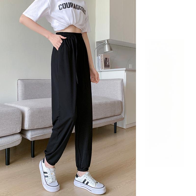 Спортивные брюки женские летние тонкие леггинсы с высокой талией солнцезащитные шаровары маленькие быстросохнущие повседневные брюки-харлан