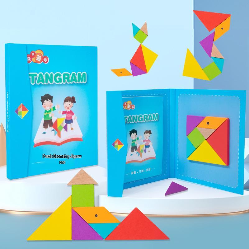 Elementary First Grade Math Tangram Puzzle Board - Educational Wooden Toy