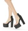 Модные больших размеров 35-42 босоножки на очень высоком каблуке для подиума женские 2025 лето черные кожаные сандалии платформа женская обувь с открытым носком