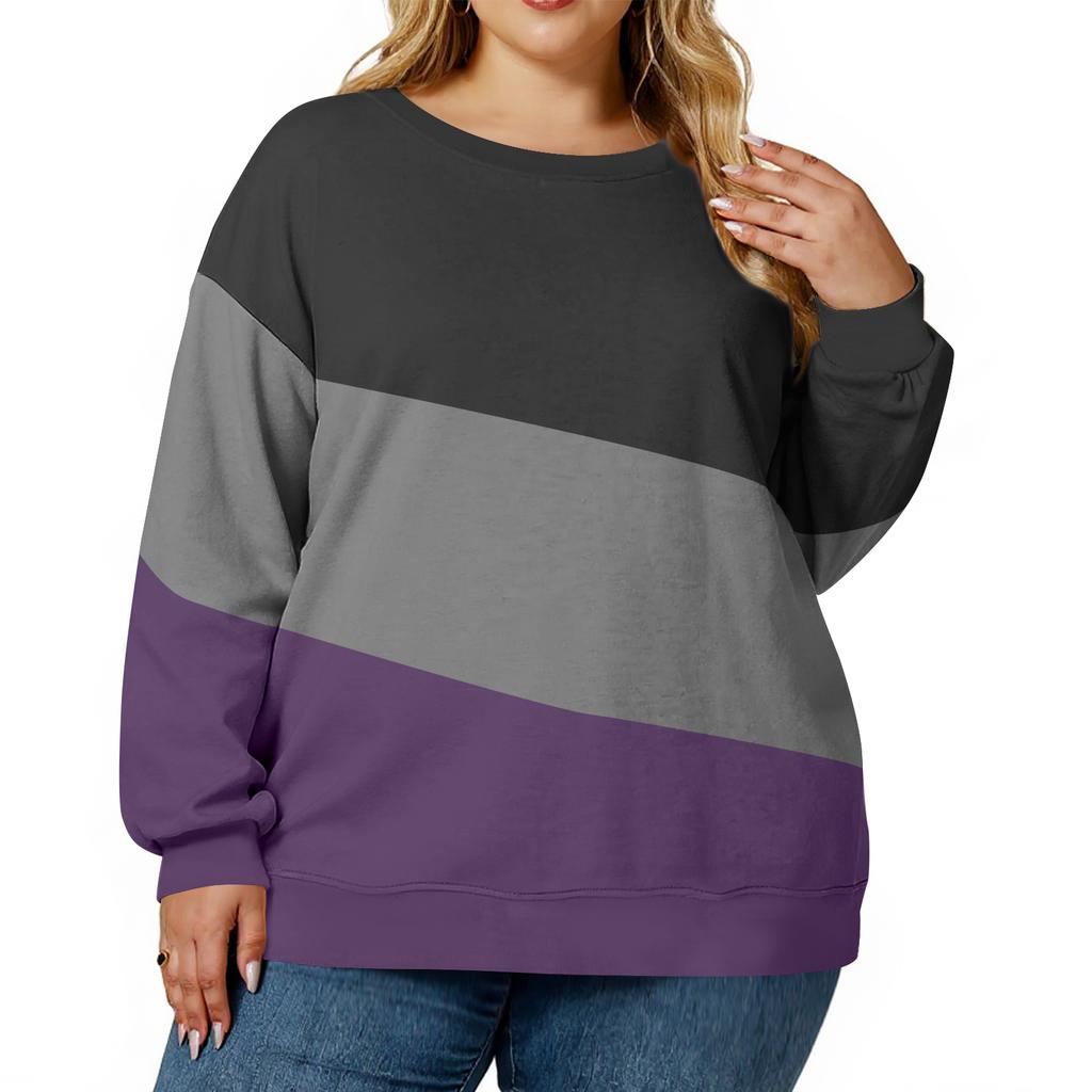 Plus Size Sweatshirt For  Women Oversized Crewneck Long Sleeve Pullover Tops