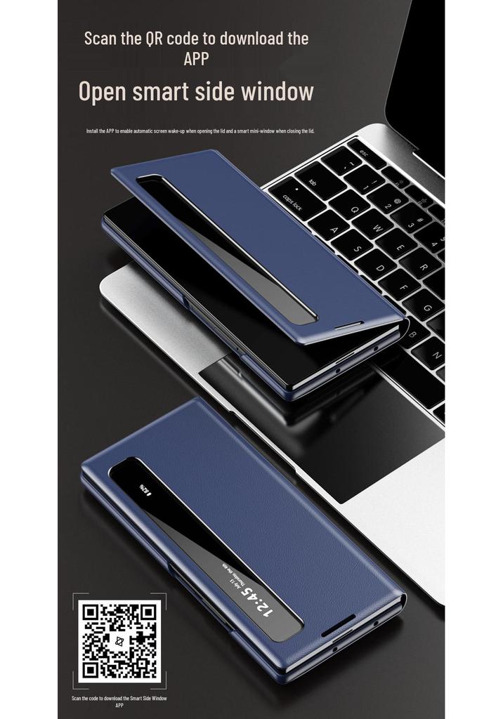 Кожаный чехол-книжка Samsung Z Fold 8 Ultra с умным боковым окном - Business Edition.
