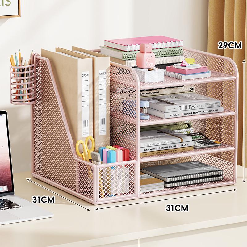 Desktop Metal File Organizer: Office Supplies Storage Rack and Data Archive Solution