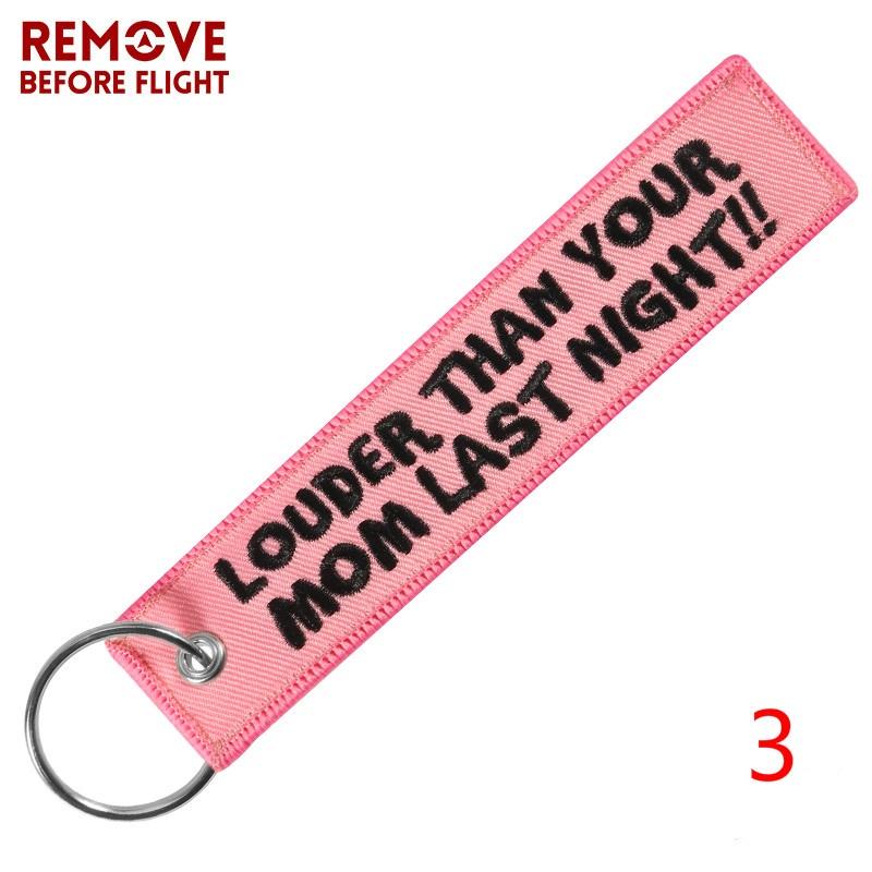 Remove Before Flight Red Car Keychain for Motorcycles Customized Key Chains Embroidery Key Fob Aviation Gifts