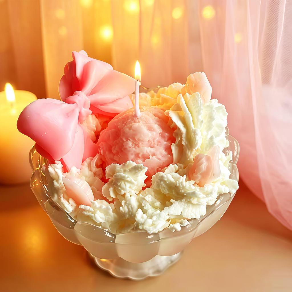 Fruit & Yogurt Soy Wax Candle - Creative Scented Birthday Gift Cup with Exquisite Ice Cream Design