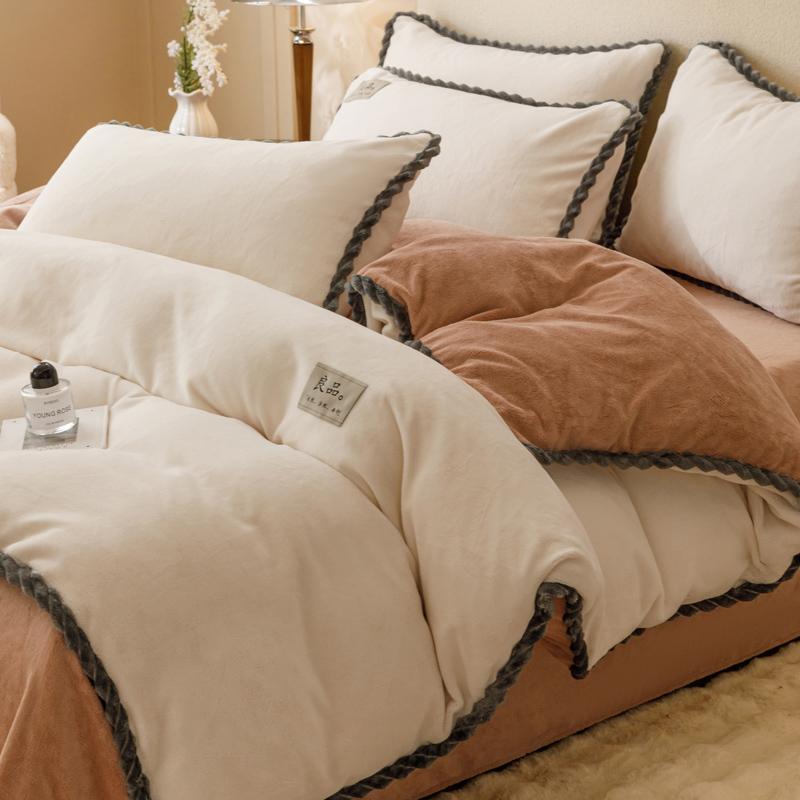 Зимнее молочное бархатное одеяло Пододеяльник Постельное белье Утолщенное покрывало на кровать Покрывало на двуспальную кровать Королевский размер Покрывало для одеяла Постельное белье