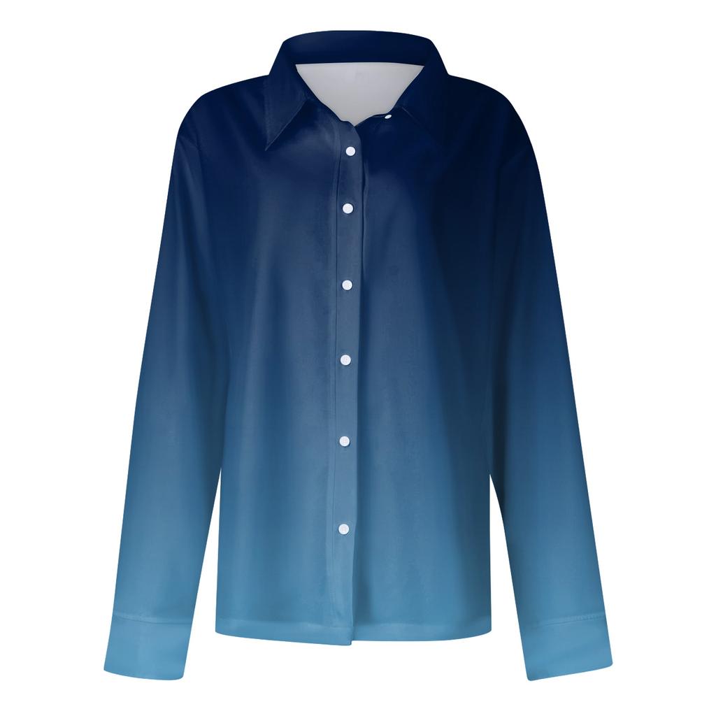 Women's Shirt Blouse Print Button Long Sleeve Casual Basic Shirt Collar Regular Top