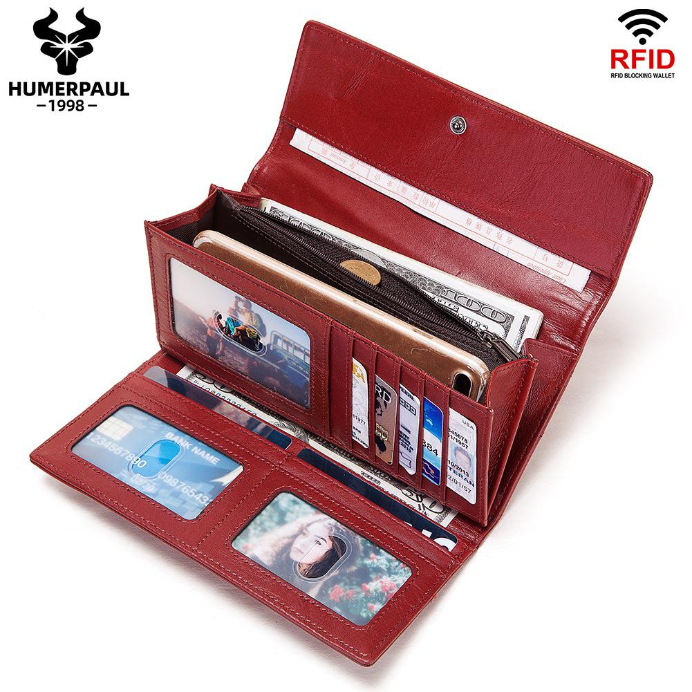 Humerpaul Женский кошелек, новый стиль, женская мода, сумки для денег, держатель для карт из коровьей кожи, клатчи, тройной удобный кошелек большой вместительности