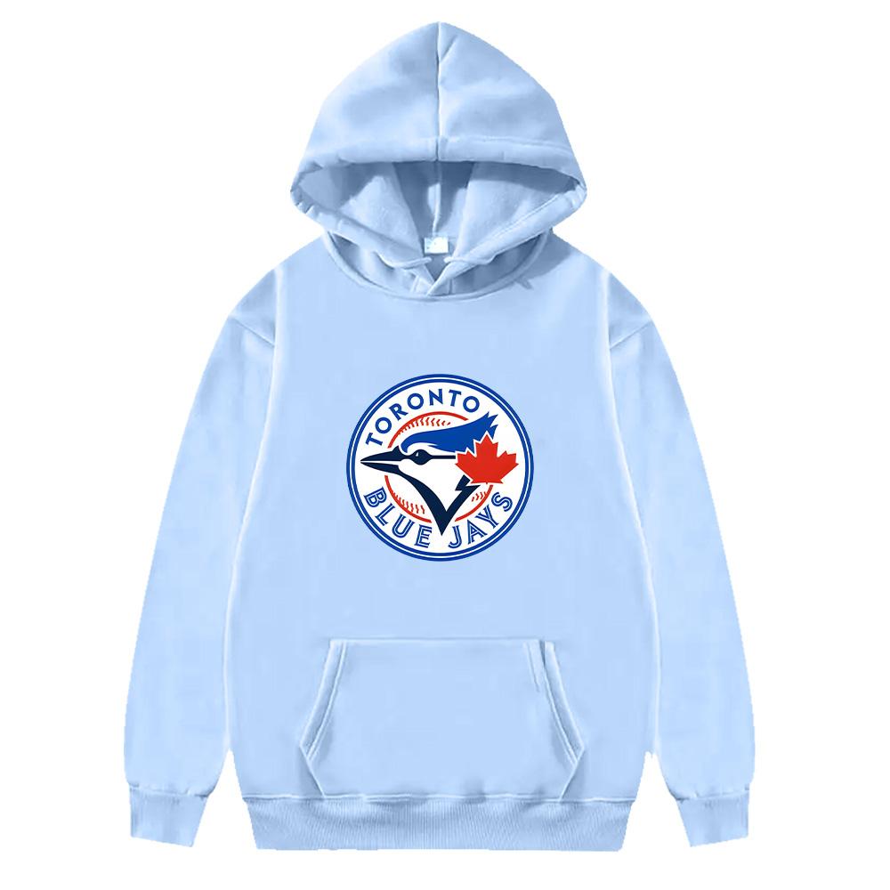 Худи с логотипом бейсбольной команды Toronto Blue Jays Модные свитшоты Осень Зима Худи-пуловер Свободные Одежда в стиле High Street Спортивная одежда