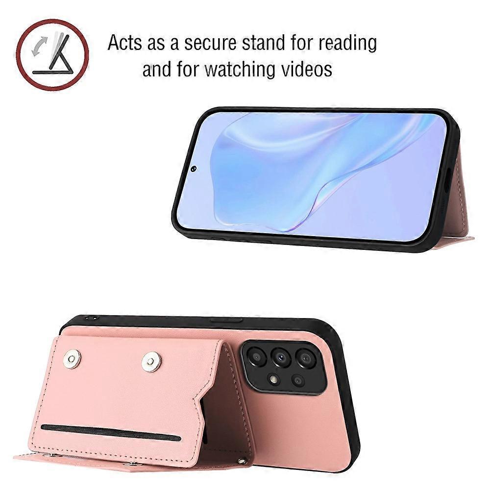 Compatible For Samsung Galaxy A33 5G Case Card Holder Kickstand Skin-Touch PU TPU Phone Cover with Shoulder Strap
