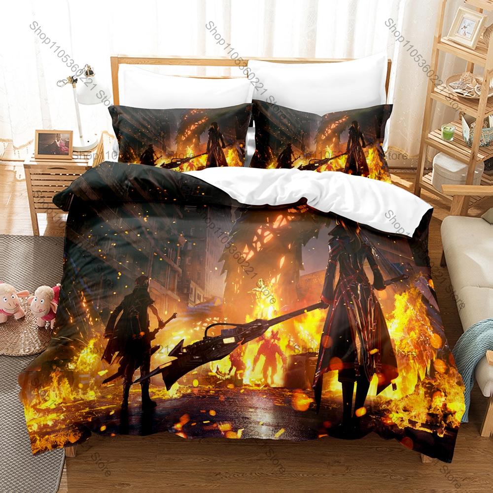 Code Vein Revenant Warriors Post-apocalyptic Dark Souls-like Anime Game HD Print Bedding Set Duvet Cover + 2 Pillowcases Gamer
