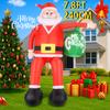 7.9FT Inflatable Toy Santa Claus Christmas Ball Xmas Yard Lawn Party Decoration with LED Lights Xmas Home Supplies Ornament Gift