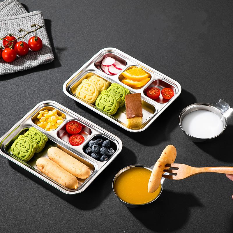 4 решетки 304 нержавеющая сталь разделенный поднос для обеда контейнер для фруктов закуски тарелка для еды для студентов столовая ресторан посуда