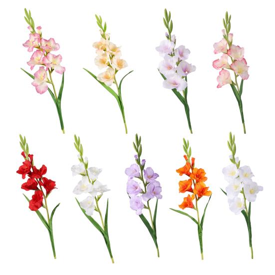 Юшэн Искусственный цветок гладиолуса Реалистичный Искусственный шелковый цветок Дом Офис Свадебная вечеринка В помещении На открытом воздухе Искусственный цветок Цветущее украшение