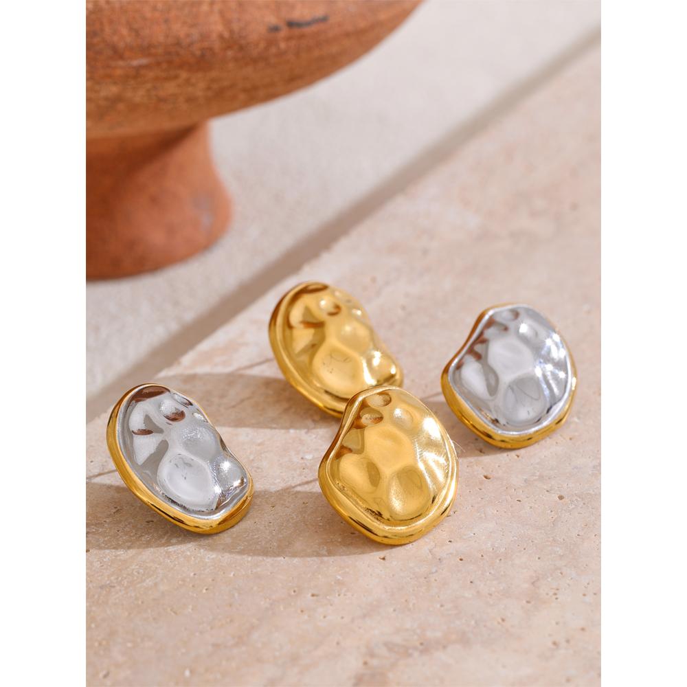 Eetit Отличительные геометрические серьги-гвоздики из нержавеющей стали с металлической текстурой и молотком, водонепроницаемые минималистичные ювелирные аксессуары