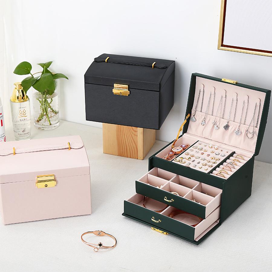 Lock Arch Three-layer Jewelry Box Drawer Style Jewelry Box, Earring Jewelry Storage Box Suitable for All Kinds of Jewelry Storage