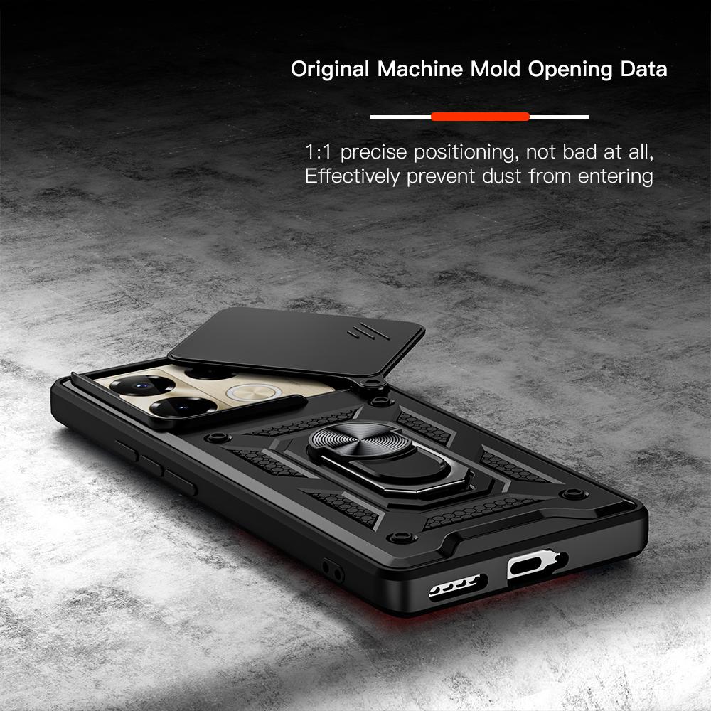 KEYSION Ударопрочный чехол для Infinix Note 40 Pro+ 5G Slide Camera Protection Metal Ring Stand Phone Cover для Infinix Note 40 4G