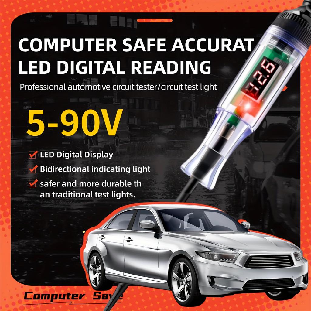 6V 12V 24V Car Truck Voltage Circuit Tester Digital LED Probe Test Pen Auto Diagnostic Repair Tool with Measuring Function