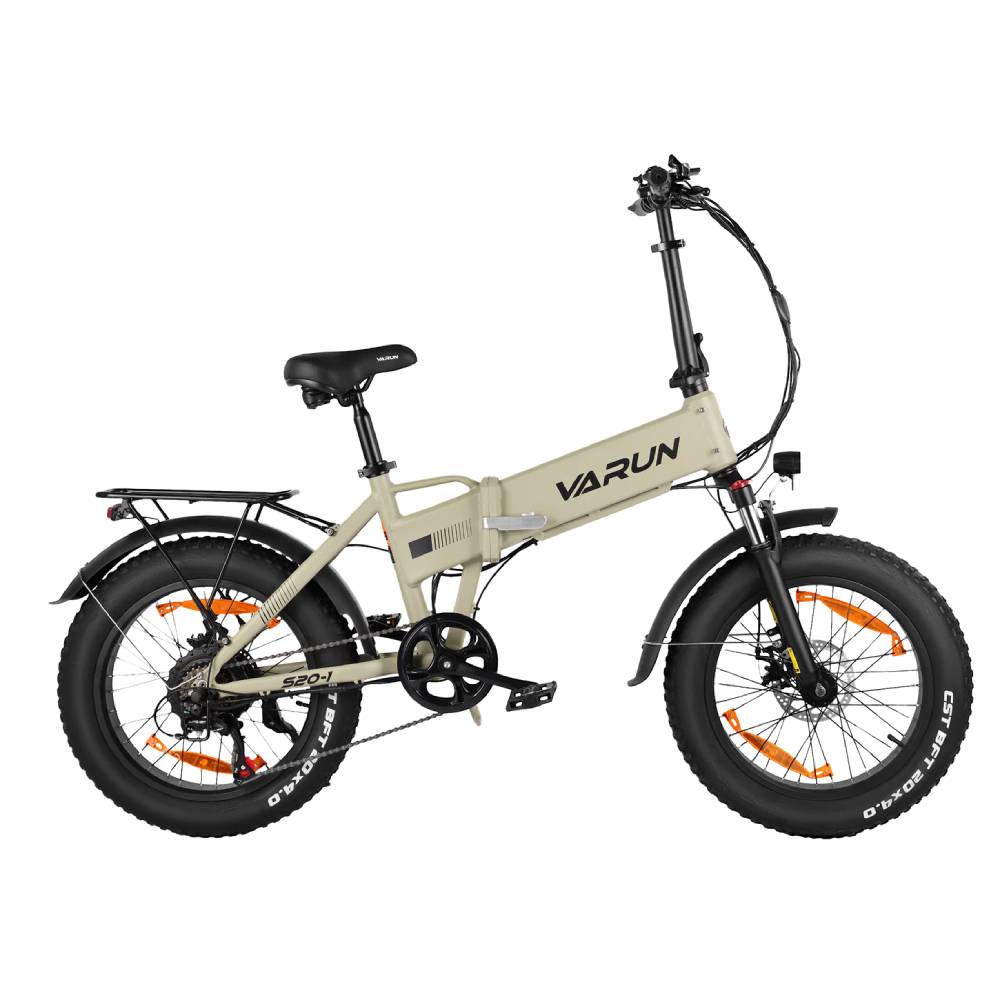 VARUN S20-1: 500W eats hills. 48V13Ah lasts week. 20×4" fat tires grip hard. Suspension smooths ride