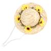 Pet Sombrero Hat Mini Straw Hat Pets Birthday Party Hats with Flowers for Small and Medium Dogs CatsYellow Flowers S