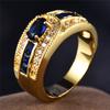 Luxury Yellow Gold Color Blue Green Purple Oval Stone CZ Ring Engagement Ring Wedding Band Ring Valentine's Day Gift