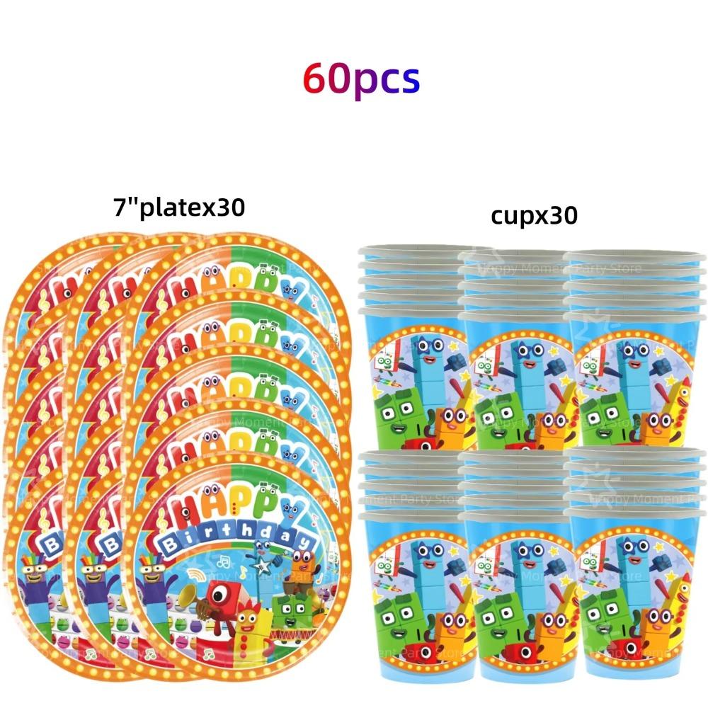 Building Block Birthday Party Decoration Number blocked Tablecloth Cup Plate Napkin Baby Shower Number Party Favors Supplies