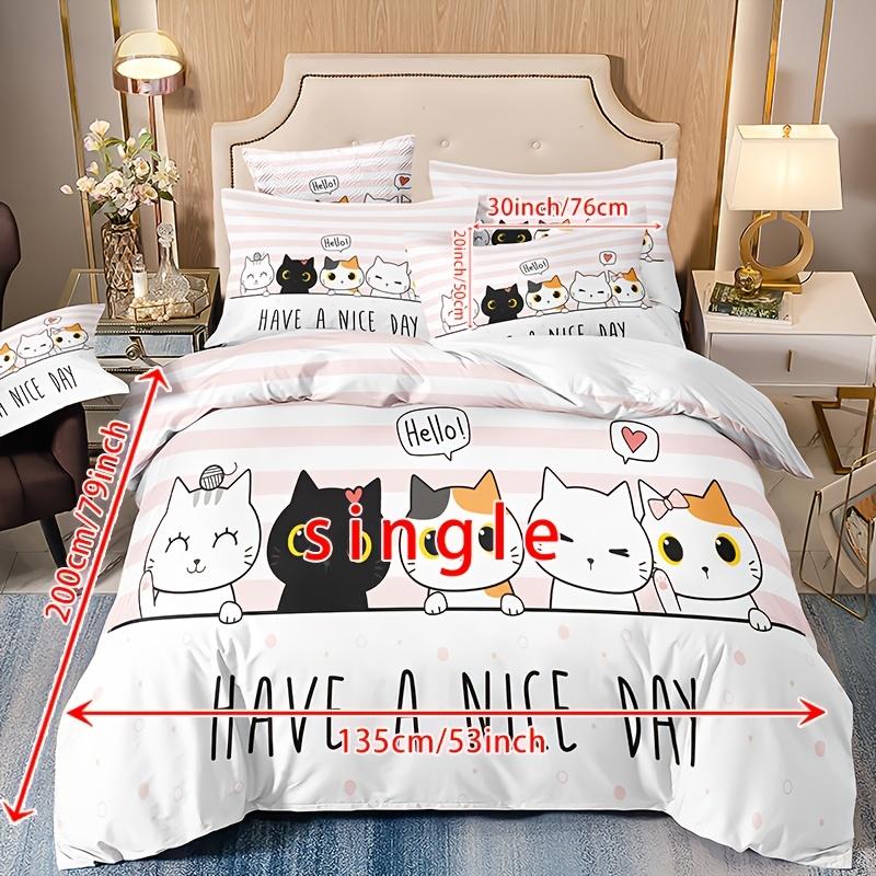 Cute Cartoon Cat Duvet Cover Set Animal Bedding Set Ultra-Soft Duvet Cover With Pillowcase For Bedroom Guest Room Dorm Home