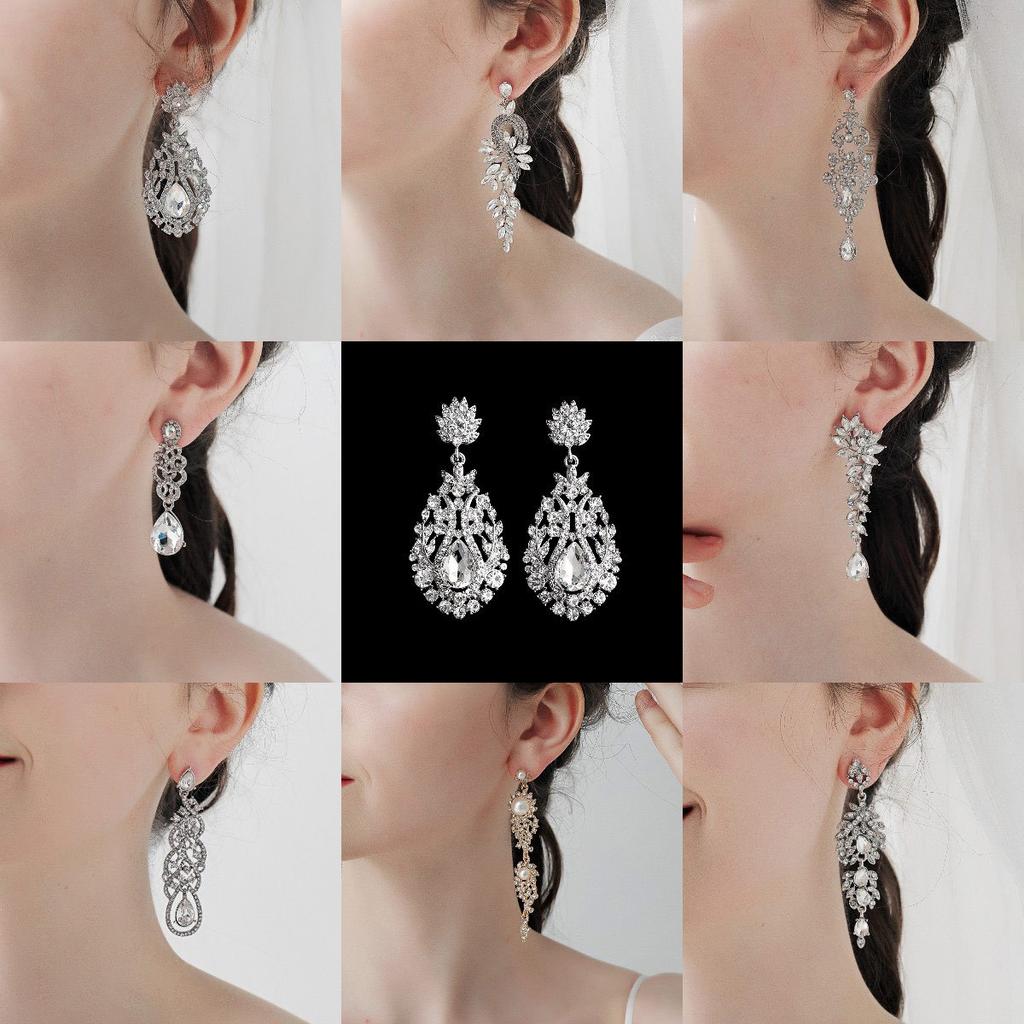 Серьги из сплава в стиле ретро со стразами, высококачественные серьги, повседневные женские украшения, легкие и роскошные свадебные серьги