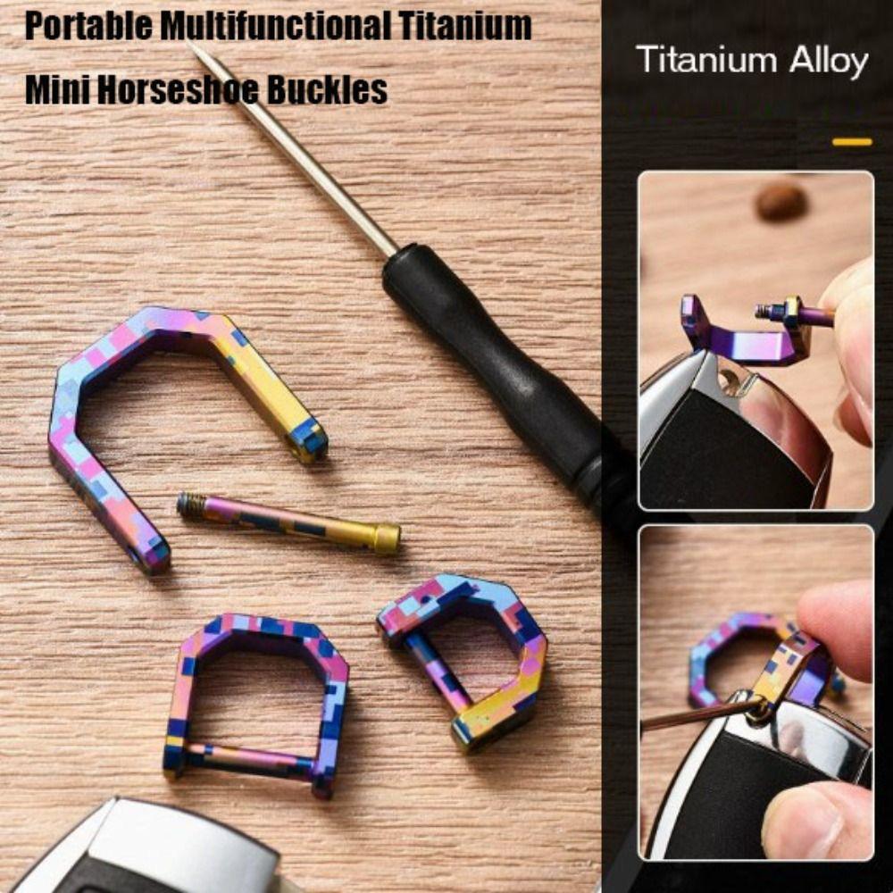 Portable Titanium Horseshoe Buckles Multifunctional Keychain Hooks Outdoor Accessories
