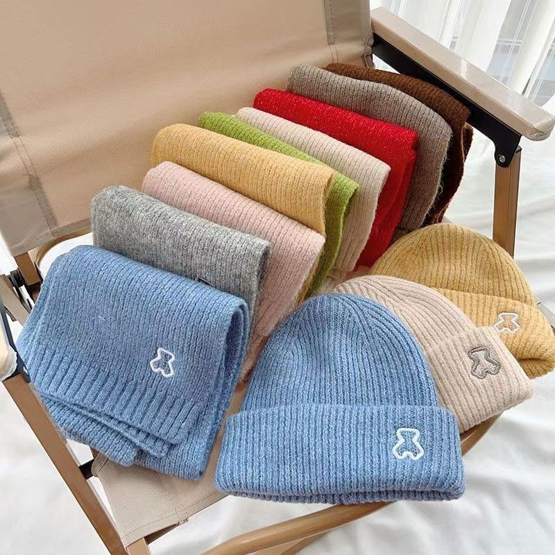 Children's Hat Scarf Set Autumn Winter Boys Baby Ear Hat Girls Knitted Hat Boys Baby Wool Hat