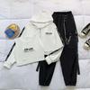Cargo Pants Women's Suit  Loose Hooded Sports Cardigan + Vest + Pant Three-piece Chain Letter Printing Set