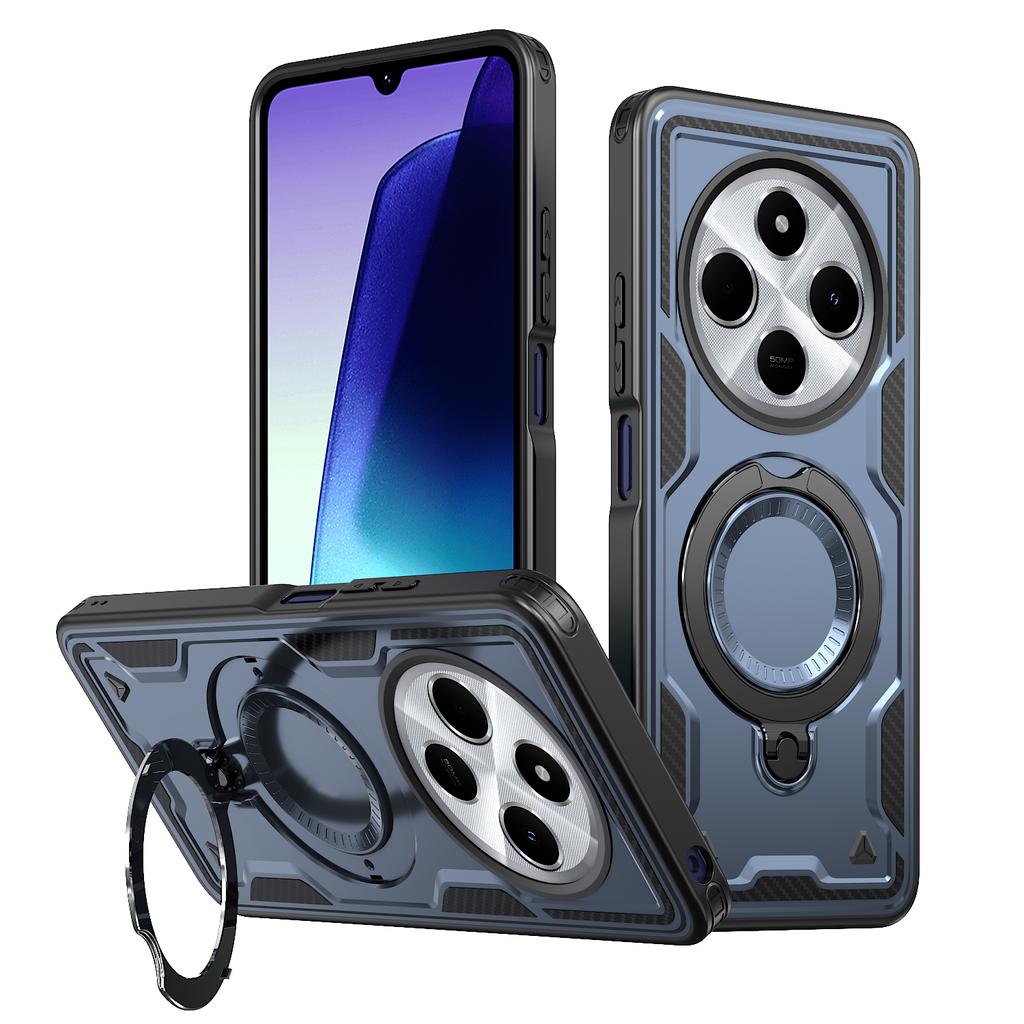 Магнитная подставка-кольцо Складной кронштейн Чехол для телефона Для Xiaomi Redmi 14C 13C 12C 12 13 Turbo 4 Pro Двухслойный бампер Противоударный чехол