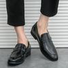 Fashion Italy Classic Black Leisure Business Men's Loafer Comfortable Flat Bottomed Style Office Party Men's Walking Leather Shoes