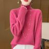Новый осенне-зимний трикотажный свитер с высоким воротником большого размера, темпераментный, приталенный и теплый, свободный, утолщенный свитер, базовая рубашка для женщин