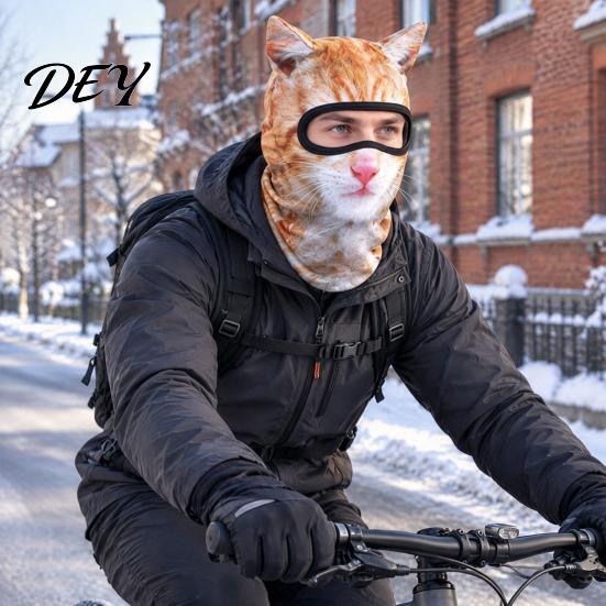 Costume Party Accessory 3D Animal Ears Balaclava, Cat Dog Snow Leopard Face Mask for Comfortable Head Halloween, Cosplay Full Cover Outdoor