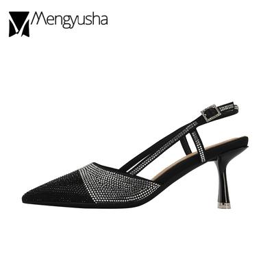 Модные свадебные туфли с кристаллами, женские вечерние босоножки на высоком каблуке, женские туфли-лодочки с открытой пяткой, разноцветные босоножки Mujer