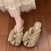 Baotou Half Slippers Women's 2025 Summer New Bow Sweet Pearl One Pedal Lazy Casual Versatile Women's Shoes