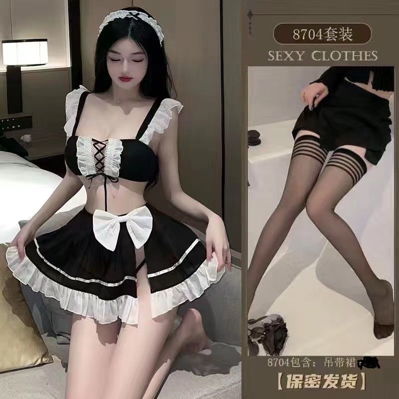 Sex lingerie cosplay mesh backless sexy maid multi-piece maid set batch one piece
