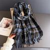 Fashion Korea Styles Luxury Stripe Winter Women Scarf Imitation Cashmere Thick Warm Pashmina Shawl Wraps Tassel Echarpe