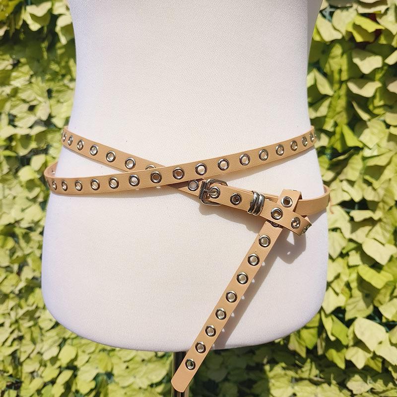 Весна Лето Двойной Круг Пояс Для Женщин Простая Поясная Цепочка Любой Узел Подходящий Ремень Удлиненная Кожа