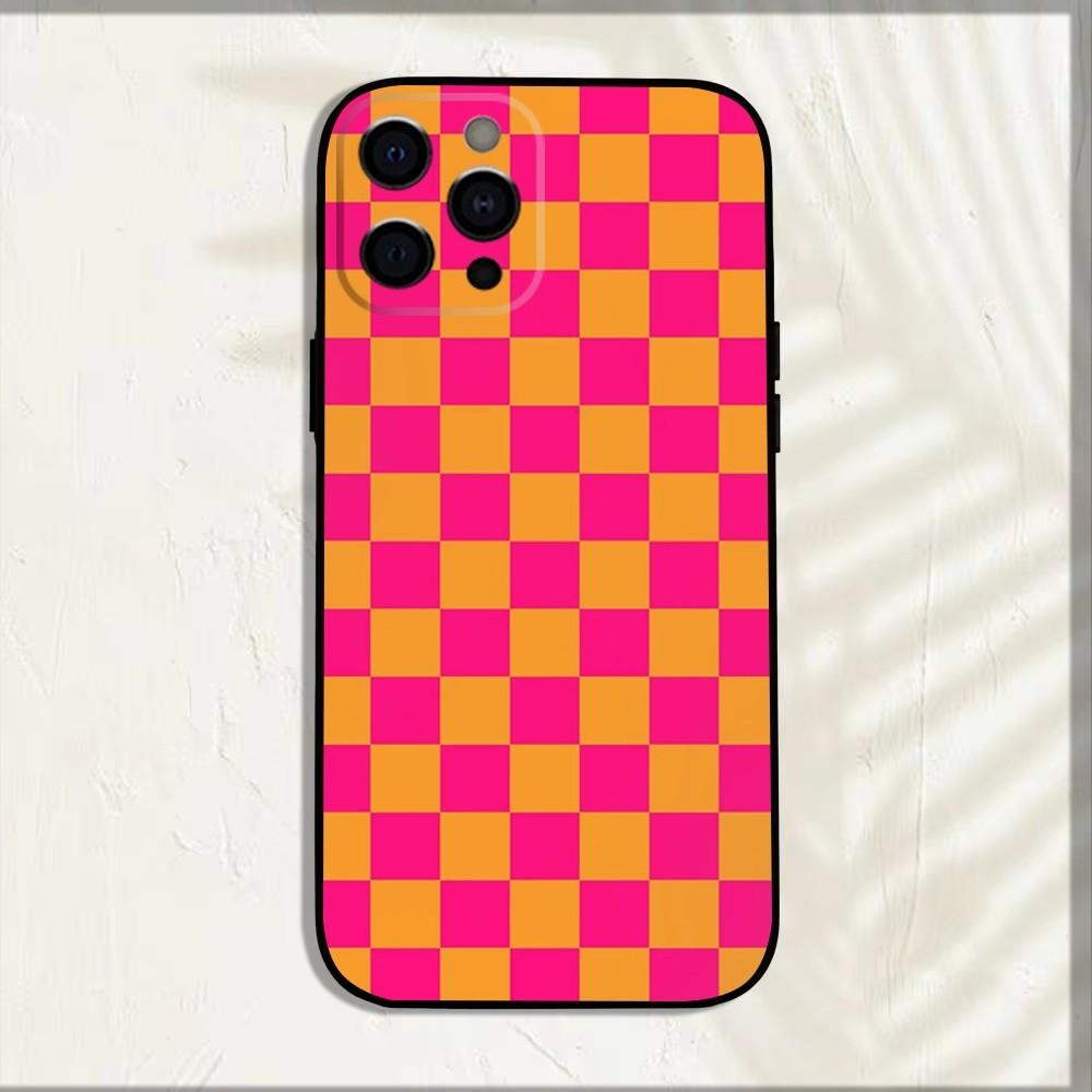 Клетчатая шахматная доска Чехол для телефона Для iPhone 16,15,14,13,12,11,Pro,X,XS,Max,XR,Plus,Mini Мягкий Черный Чехол
