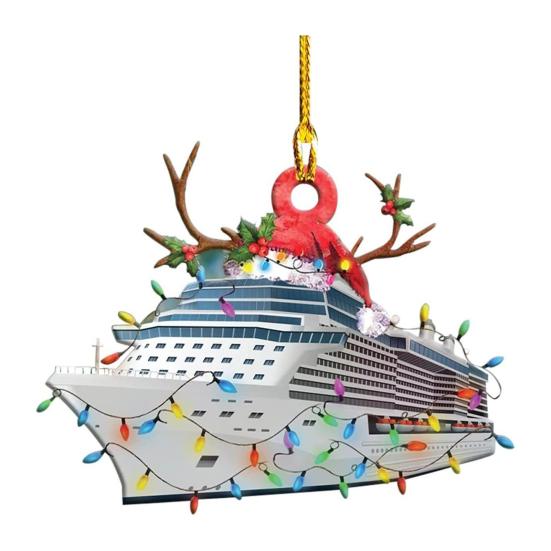 Christmas Vehicle Ornament Acrylic Truck Tractor Airplane Christmas Tree Ornament for Holiday Party Decoration