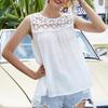 Loose Casual Lace Mesh Patchwork Vest Sleeveless Hollowed Out Top for Women Vests