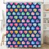 Colorful Gem Shower Curtain Set Bath Decor with Heart Shape Design Washable Fabric for Bathroom Various Colors Available