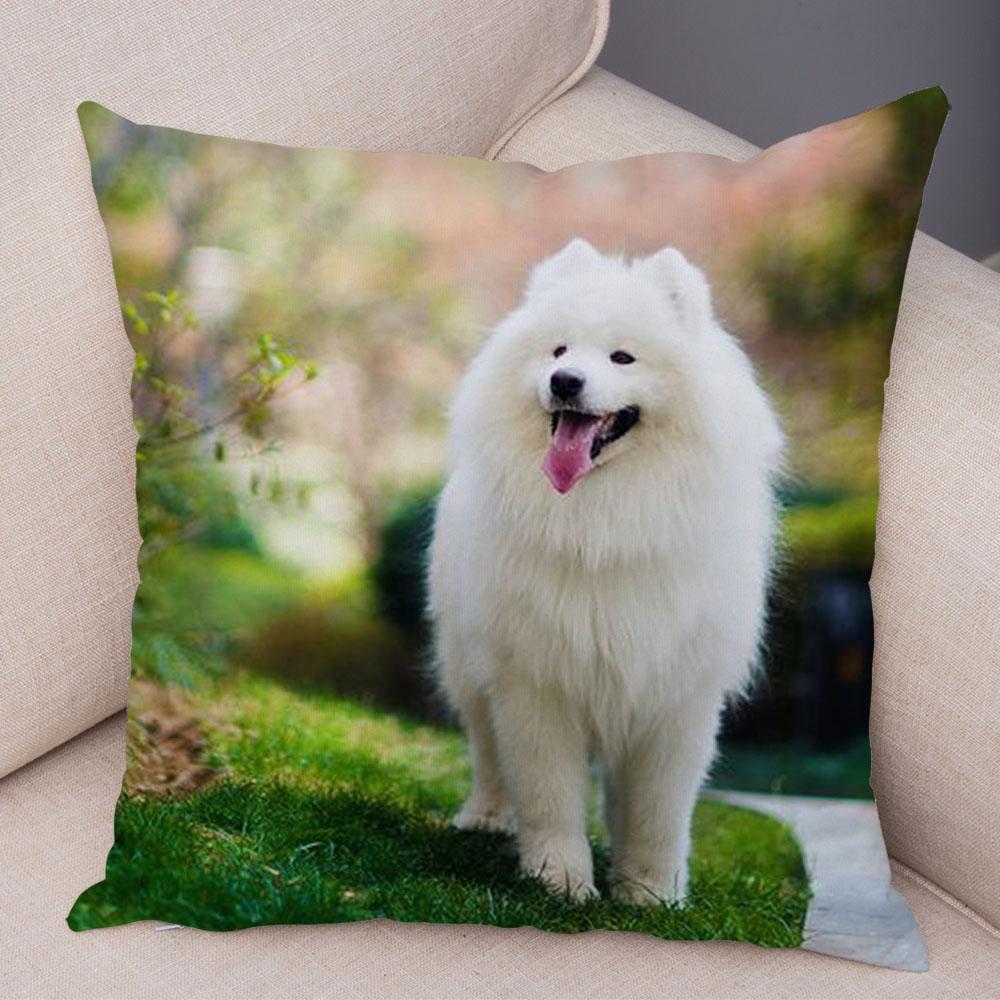 50 Стиль Милый Белый Пес Самоед Наволочка Декор Прекрасный Домашний Питомец Животное Наволочка Мягкая Плюшевая Наволочка для Дивана Детской Комнаты