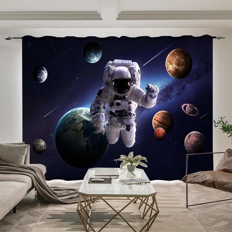 Nordic Modern Science High Shading Curtain Technology Background Space Astronaut Детская комната Мальчик Спальня Игровой зал Штора