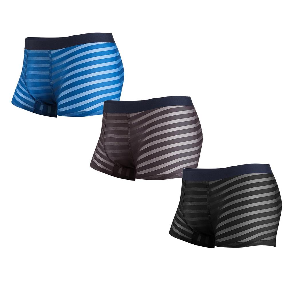 Aoyuan мужские дышащие полосатые боксерские шорты из ледяного шелка